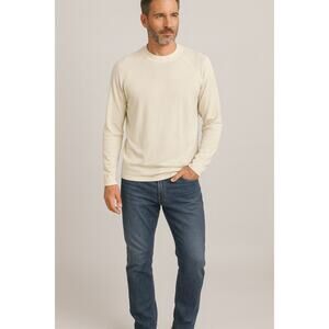 Men’s Norm Thompson 100% Silk Long Sleeve Knit Shirt XLG cream Minimalist Light